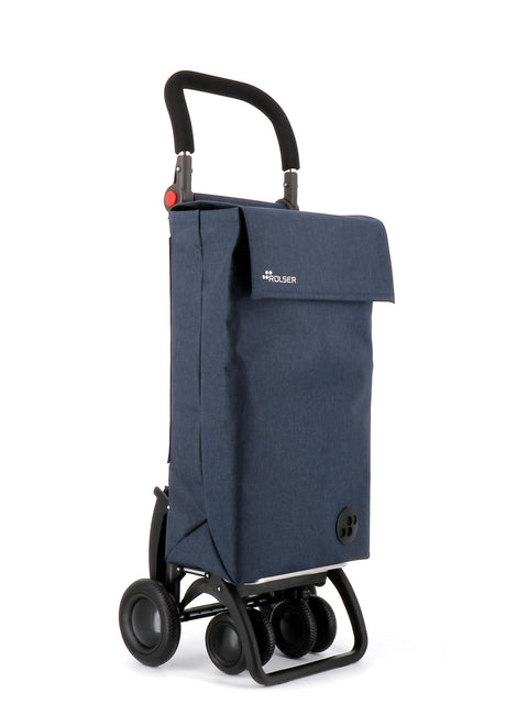 Ostoskärry Sbelta Tweed  siniharmaa 4 renkaalla, 2 kääntyvällä eturenkaalla ja säädettävällä kahvalla